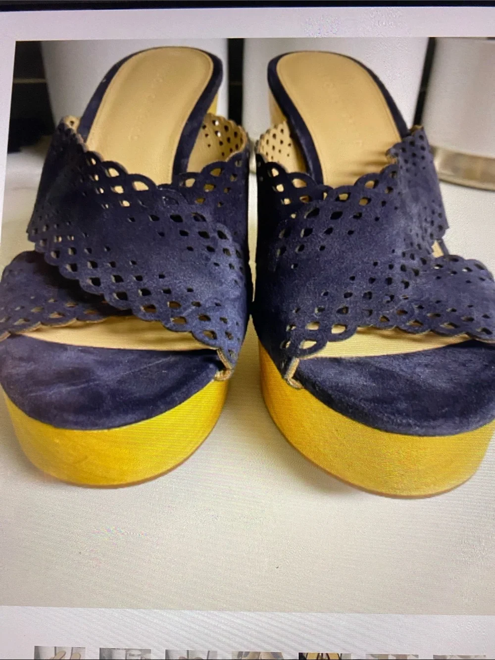 Veronica Beard Gaynor Platform Sandals In Eclipse Navy Size 10 NEW